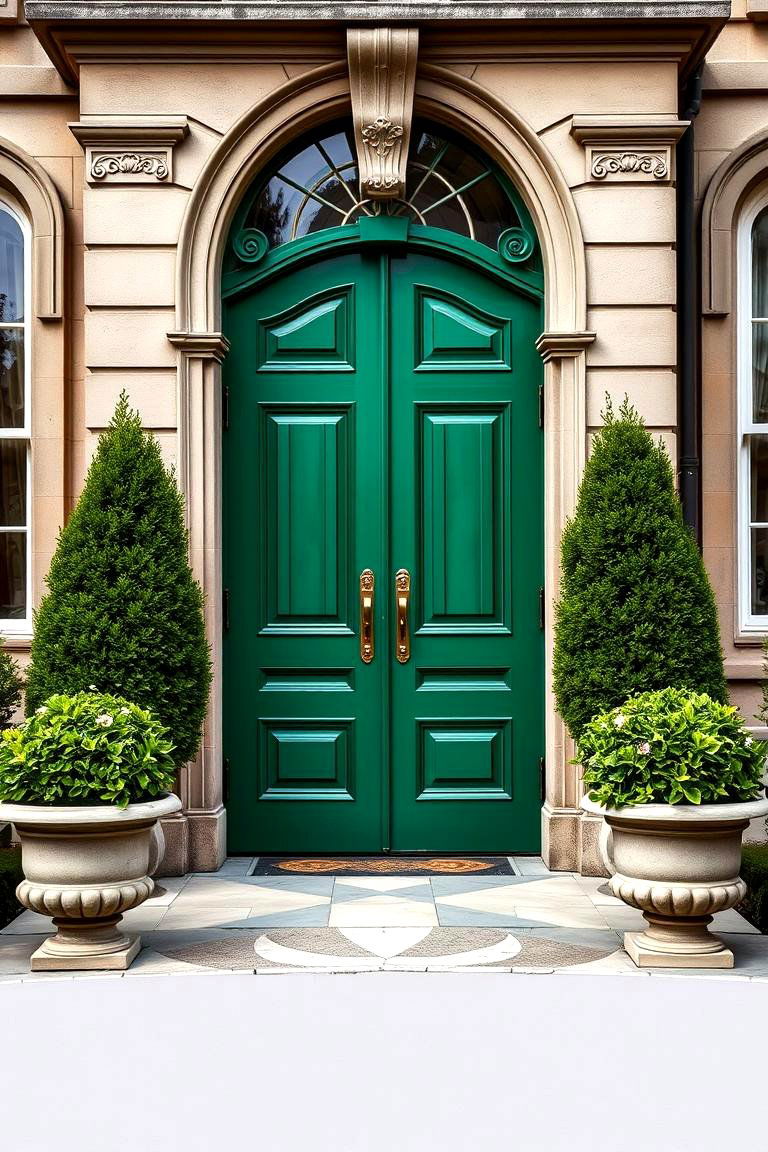 Go for a Double Emerald Green Door for Grand Appeal - 24 Emerald Green Front Door Ideas