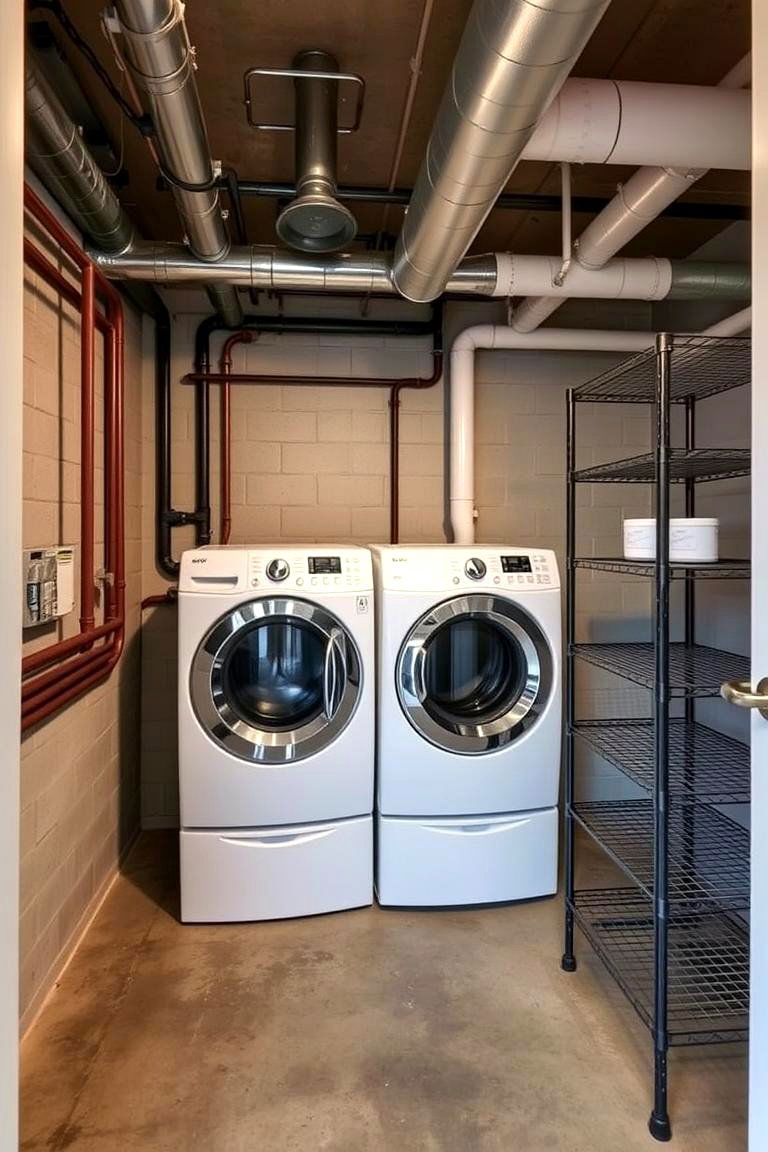 Go for a Modern Industrial Look - 24 basement laundry room ideas