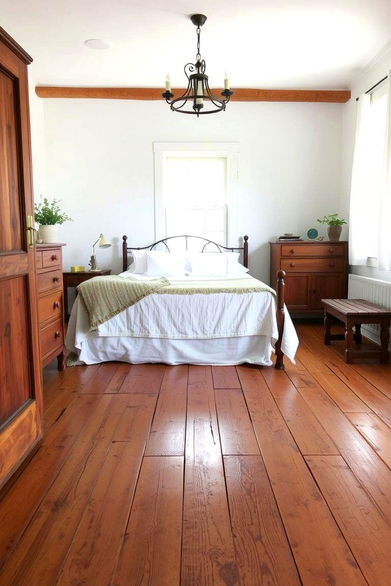 Go for a Vintage Wood Floor - 24 Farmhouse Bedroom Ideas