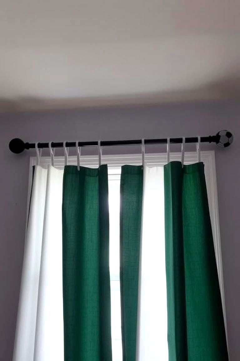 Goalpost Curtain Rods - 24 Soccer Themed Bedroom Ideas