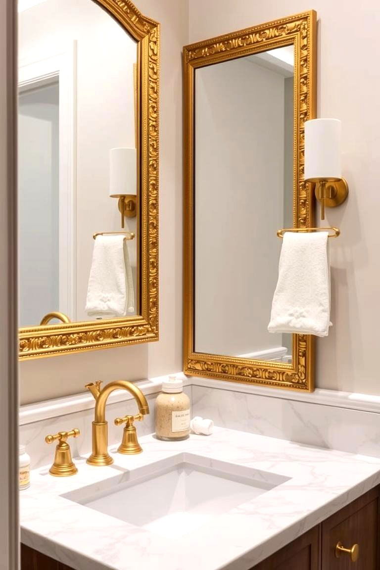 Gold Accents - 24 Powder Room Ideas