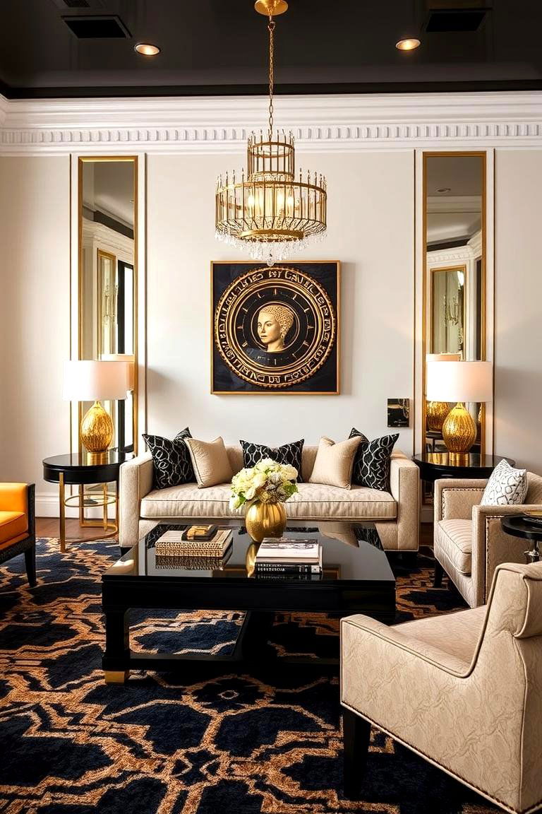 Gold Accents - 24 Glam Living Room Ideas