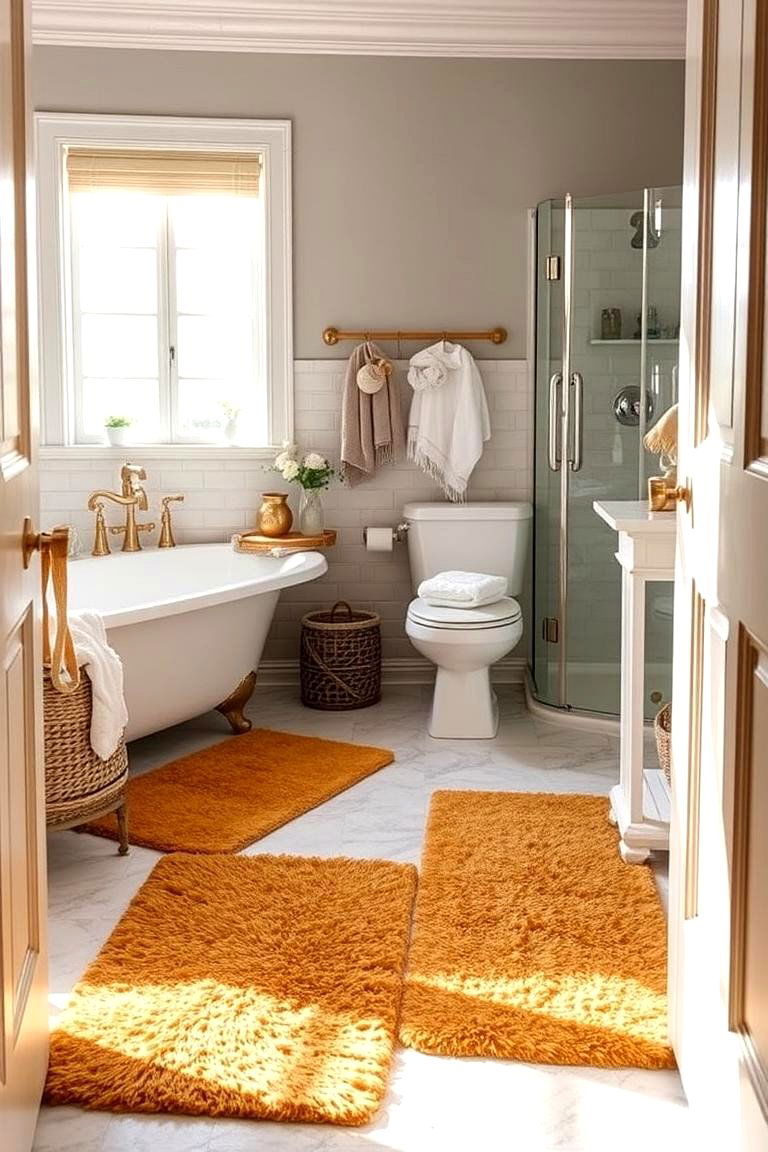 Gold Bathroom Rugs and Mats - 24 Gold Bathroom Ideas