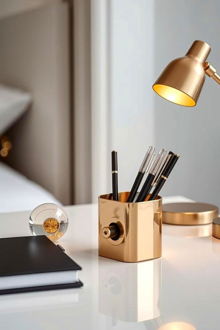 Gold Desk Accessories - 24 Gold Bedroom Ideas