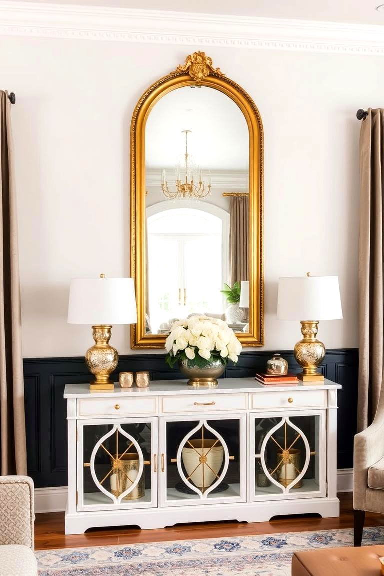 Gold Framed Mirrors as Decorative Elements - 24 White and Gold Living Room Ideas