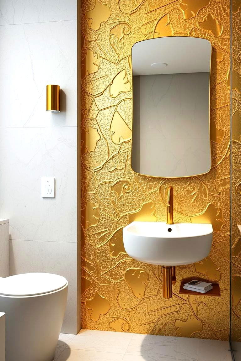 Gold Inspired Backsplash - 24 Gold Bathroom Ideas