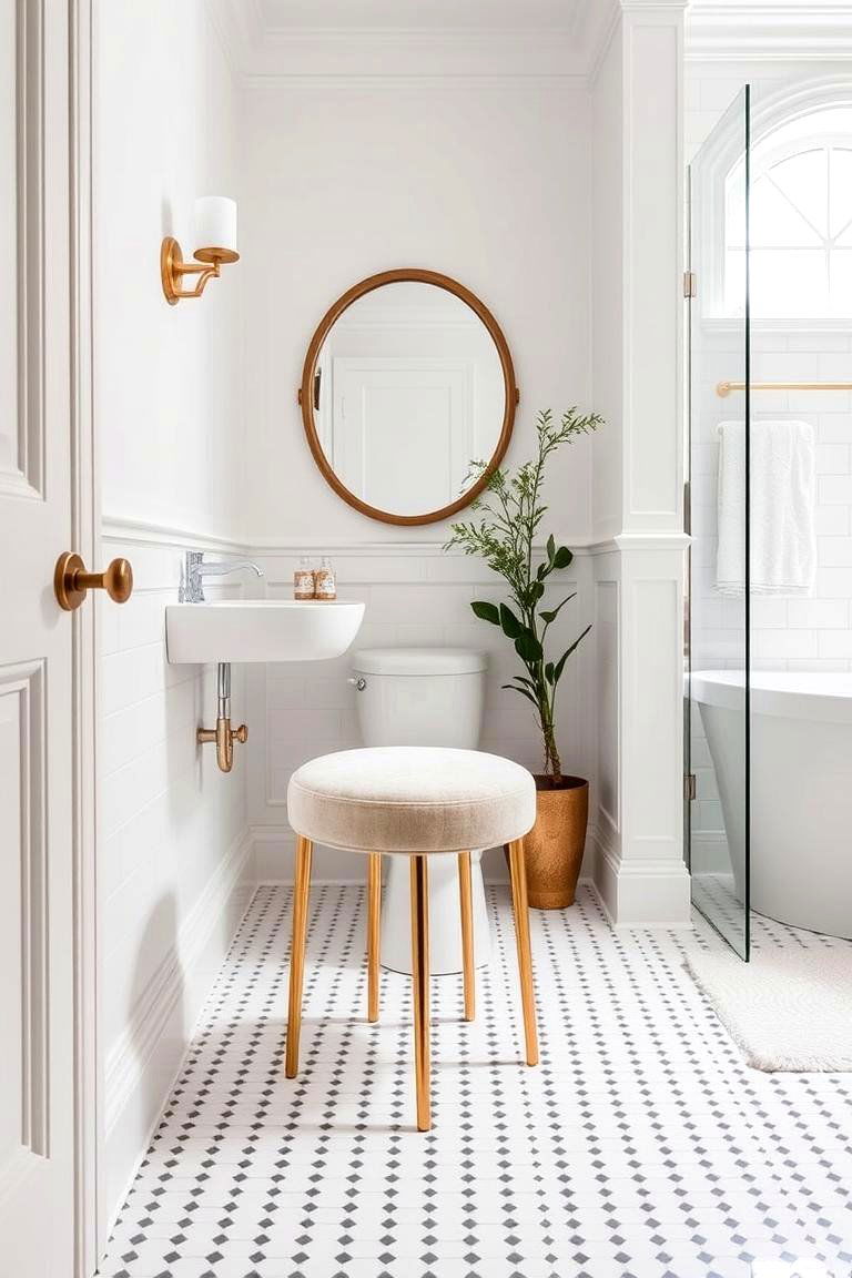 Gold Legged Furniture - 24 White and Gold Bathroom Ideas