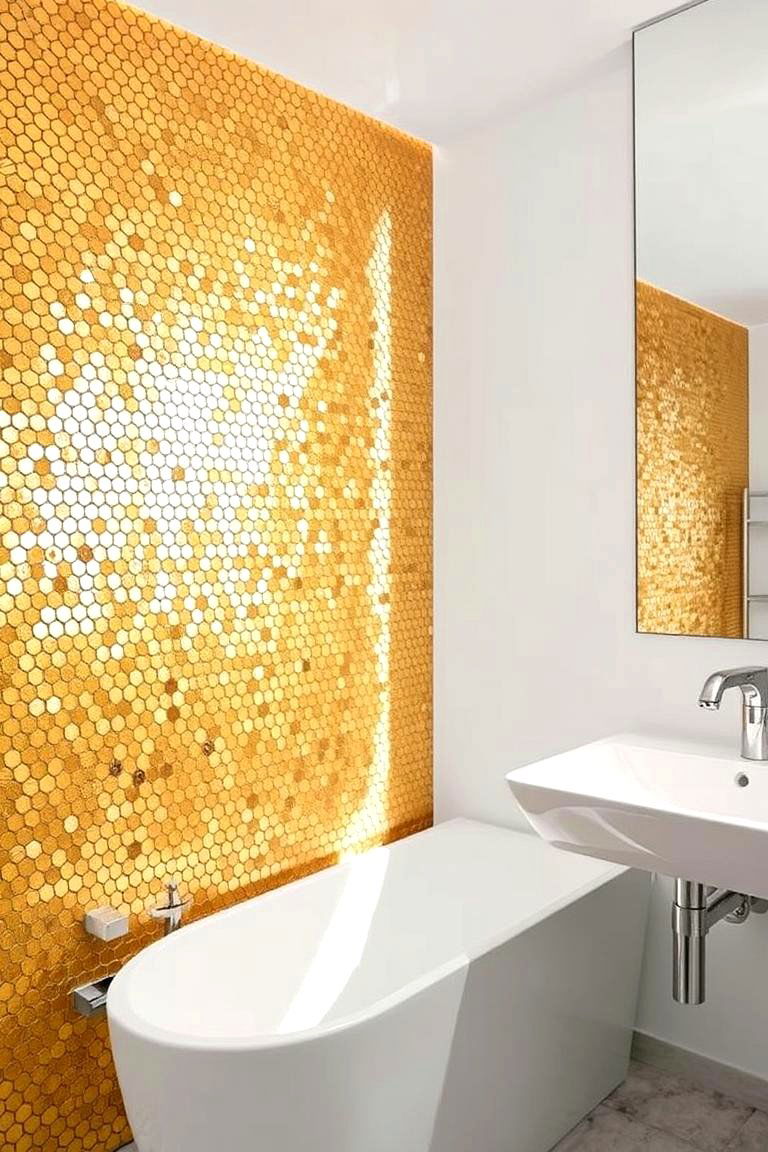 Gold Mosaic Tiles - 24 Gold Bathroom Ideas