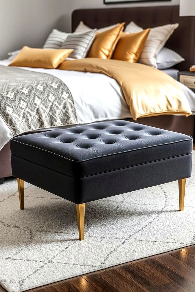 Gold Ottoman or Bench - 24 Gold Bedroom Ideas