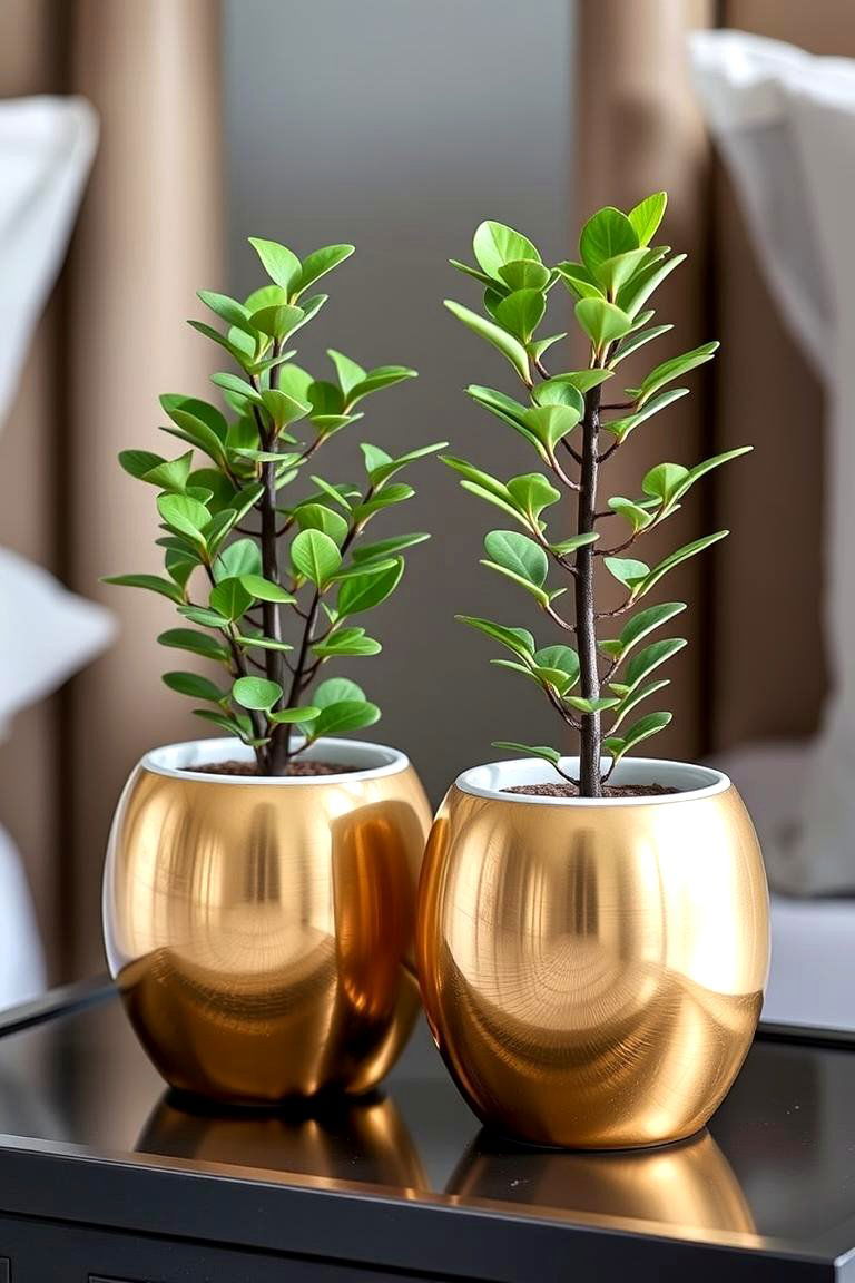 Gold Plant Pots - 24 Gold Bedroom Ideas