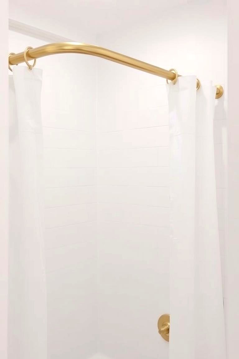 Gold Shower Curtain Rod and Rings - 24 White and Gold Bathroom Ideas