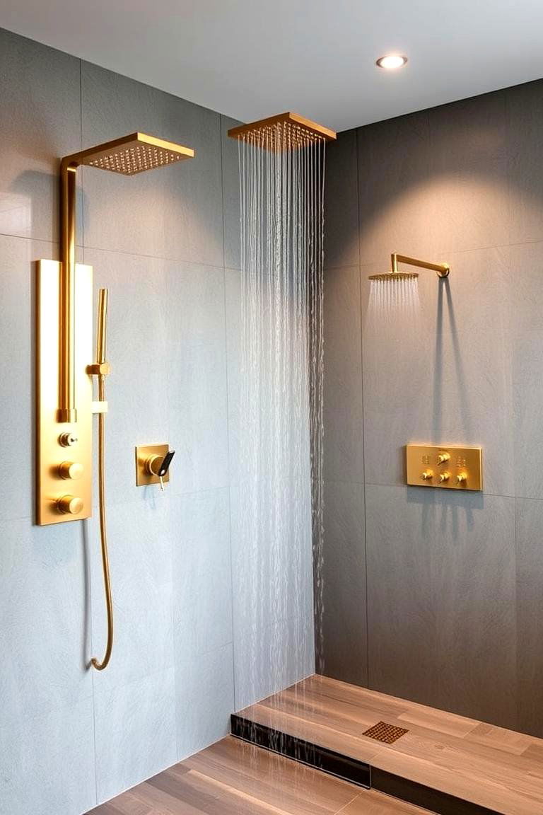 Gold Shower Panels - 24 Gold Bathroom Ideas