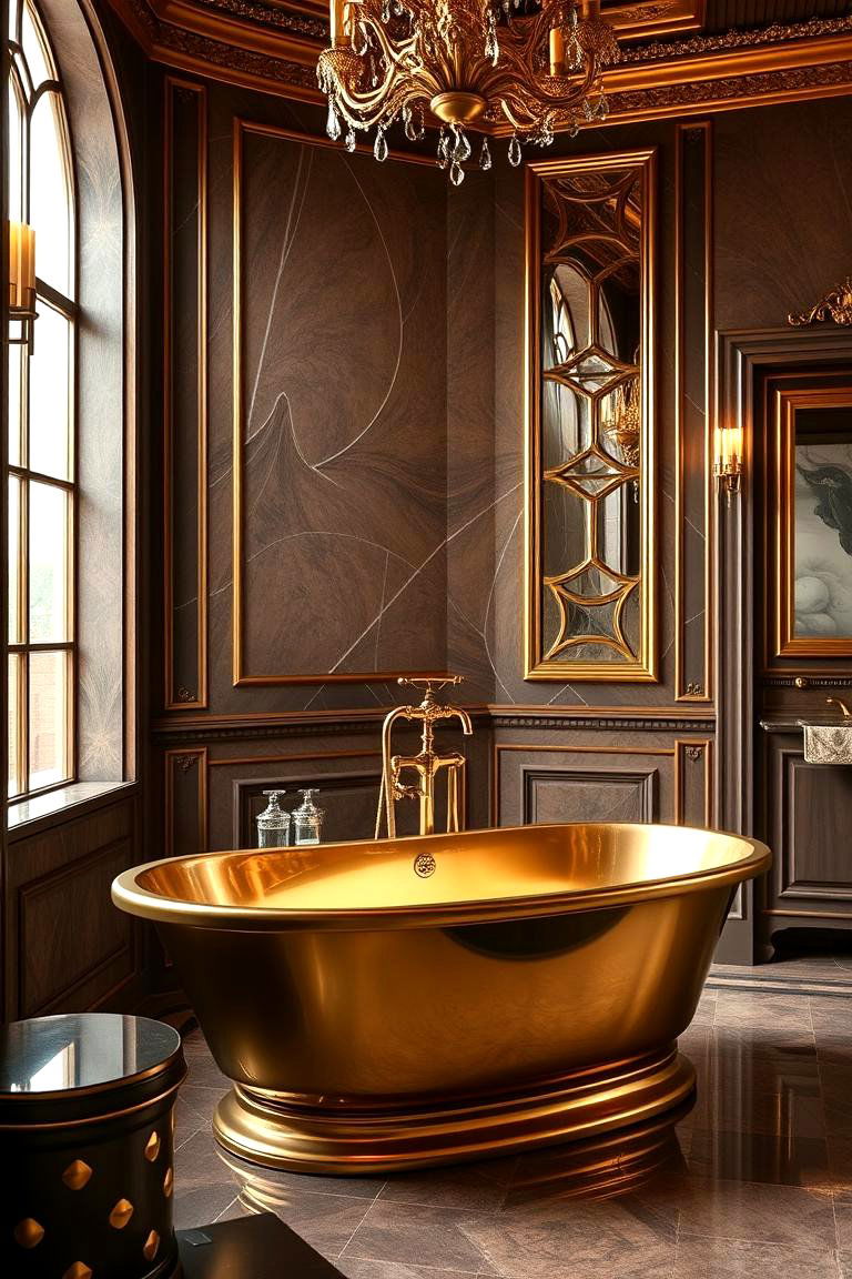 Gold Statement Bathtubs - 24 Gold Bathroom Ideas