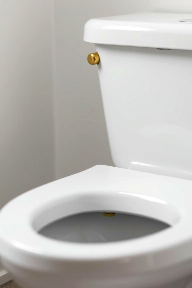 Gold Toilet Flush Handle and Hinges - 24 White and Gold Bathroom Ideas