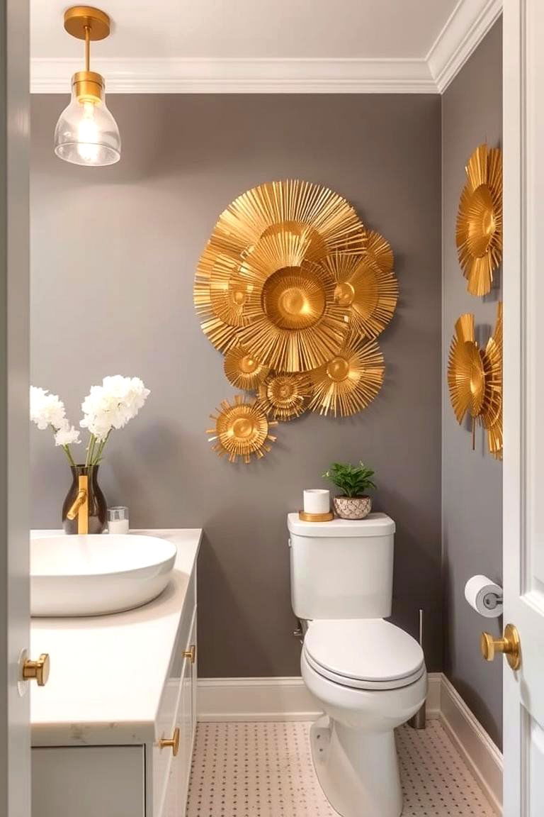 Gold Wall Art - 24 Gold Bathroom Ideas