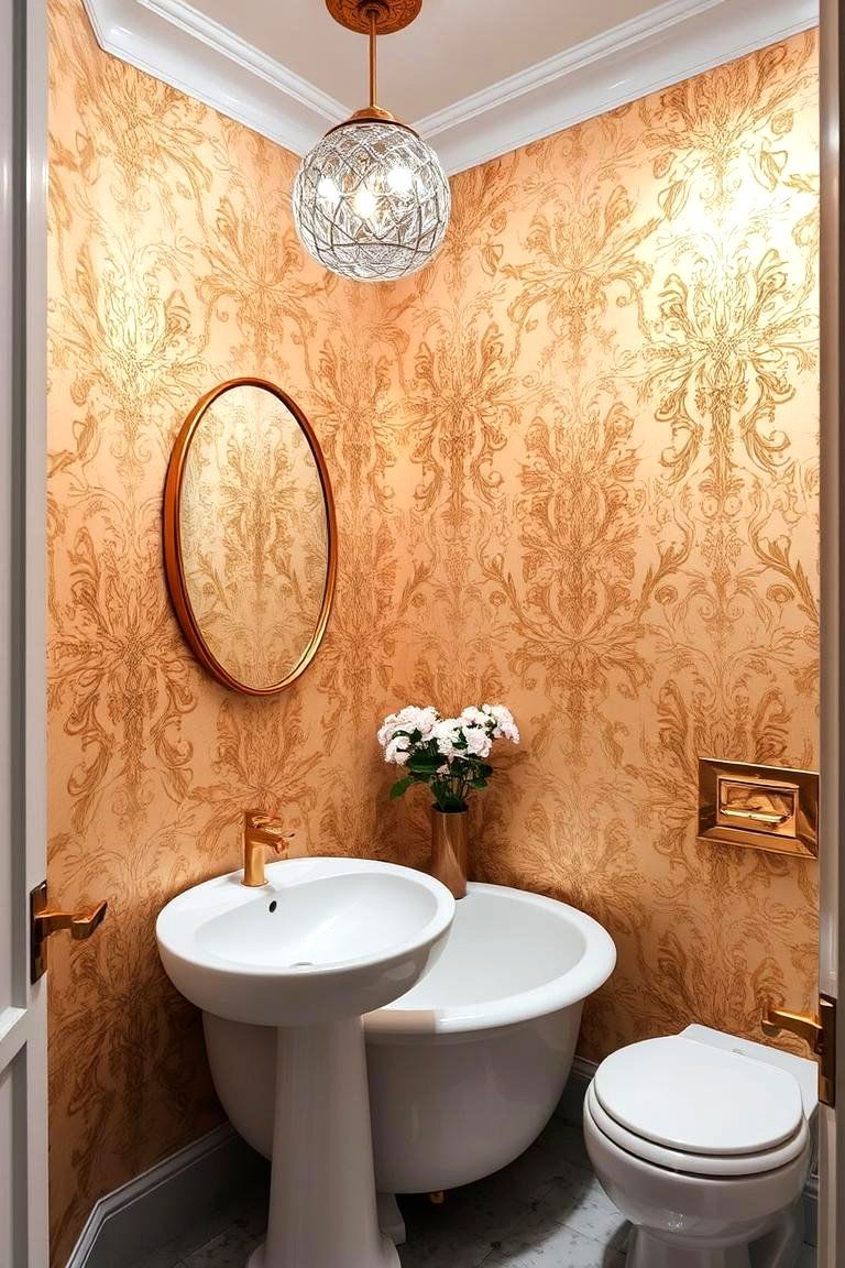 Gold Wallpaper and Patterns - 24 Gold Bathroom Ideas