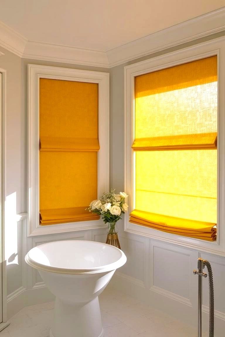 Gold Window Treatments - 24 Gold Bathroom Ideas