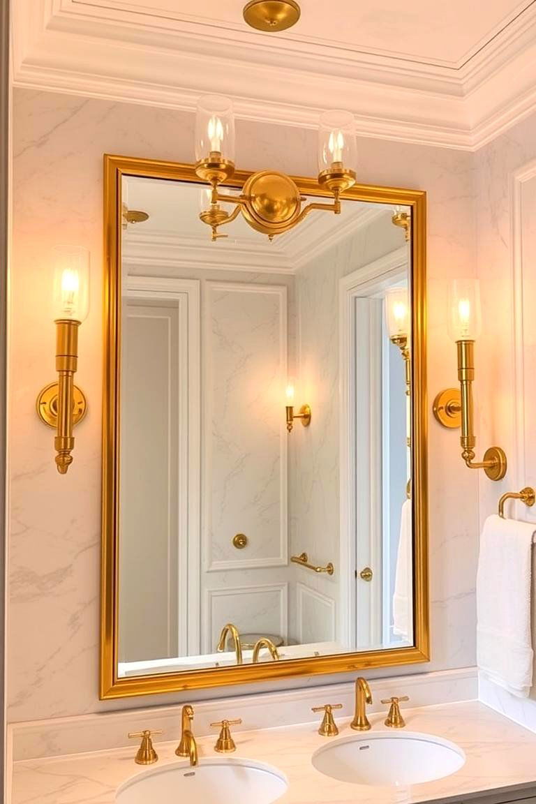Gold or Brass Light Fixtures for a Luxurious Touch - 24 Bathroom Lighting Ideas Over Mirror