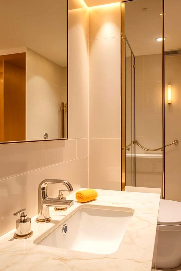 Golden Accents and Fixtures - 24 Gold Bathroom Ideas