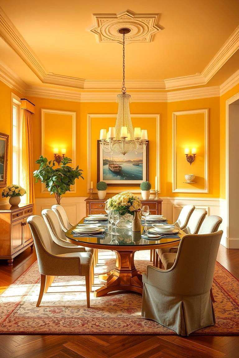 Golden Yellow for a Warm and Inviting Dining Room - 24 Dining Room Paint Colors
