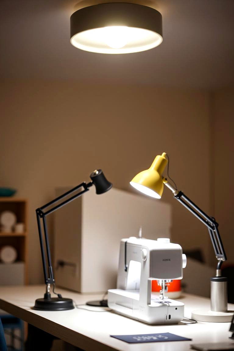 Good Task Lighting Overhead and Desk Lamp - 24 Sewing Room Ideas