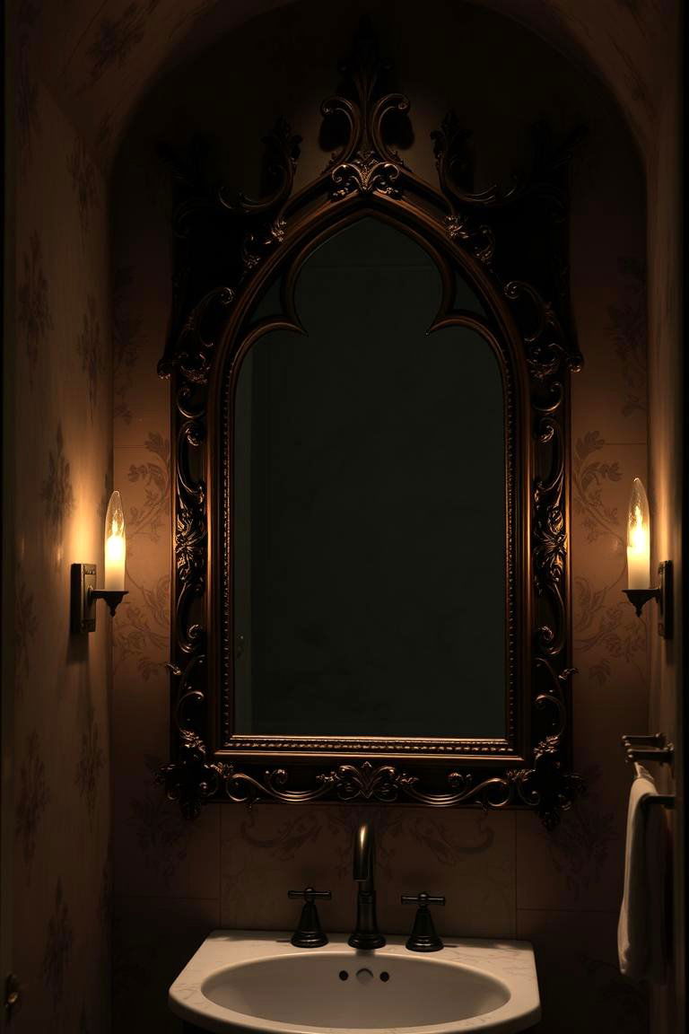 Gothic Arched Mirror Design - 24 Gothic Bathroom Ideas