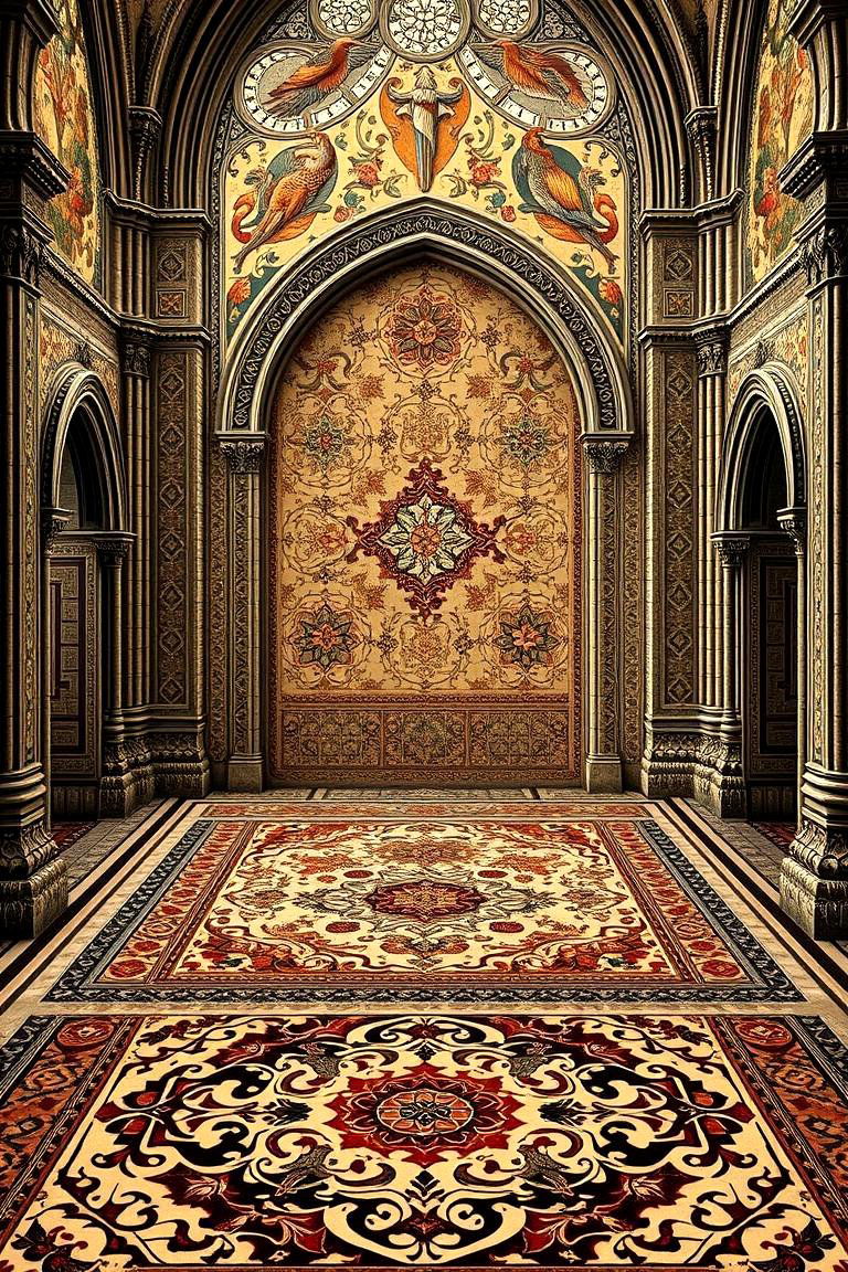 Gothic Floor and Rug Patterns - 24 Gothic Living Room Ideas