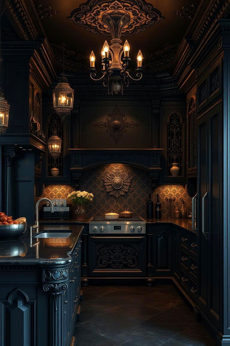 Gothic Inspired Dark Kitchen - 24 Dark Kitchen Ideas