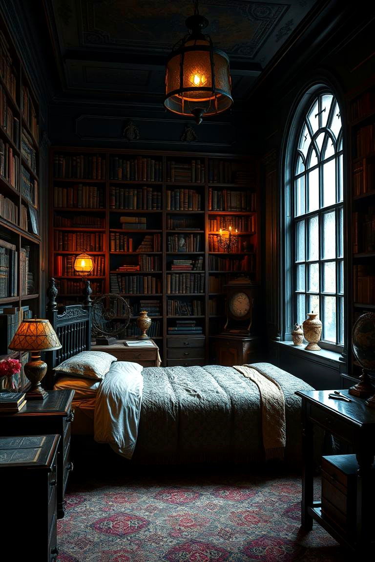 Gothic Library with Vampire Lore - 24 Vampire Bedroom Ideas