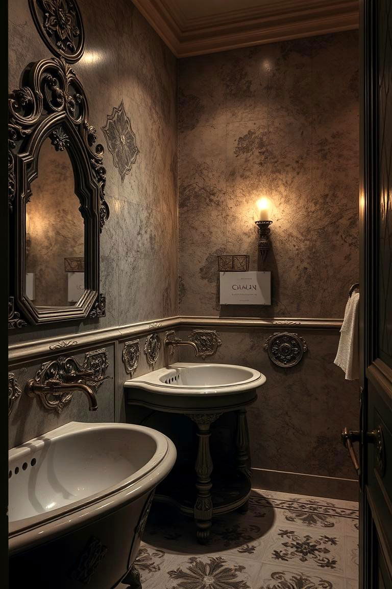 Gothic Ornamentation and Finishes - 24 Gothic Bathroom Ideas