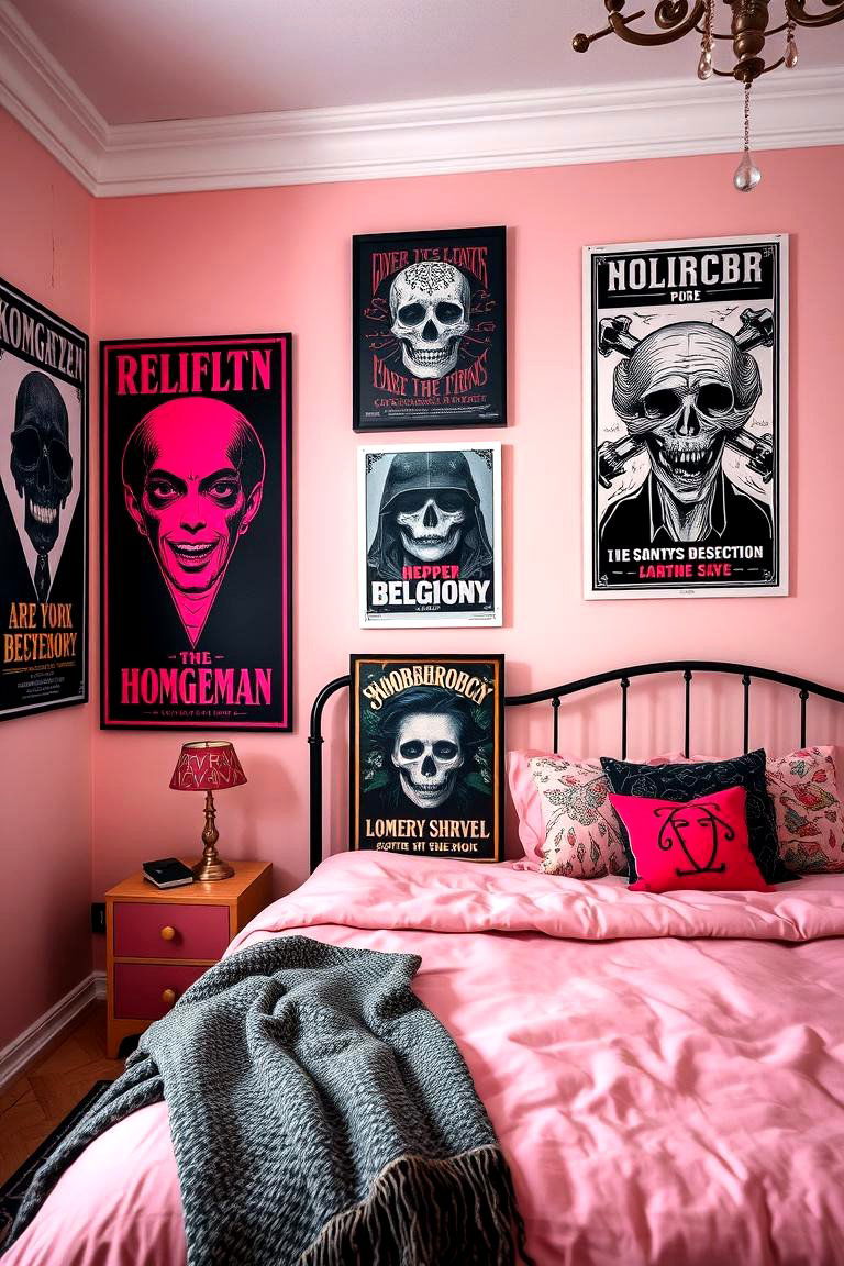 Gothic Posters and Bold Statements - 24 pastel goth bedroom ideas