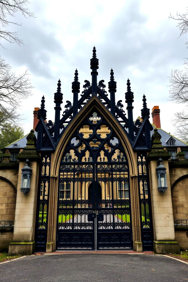 Gothic Style Gate with Pointed Arches - 24 Fence Gate Ideas