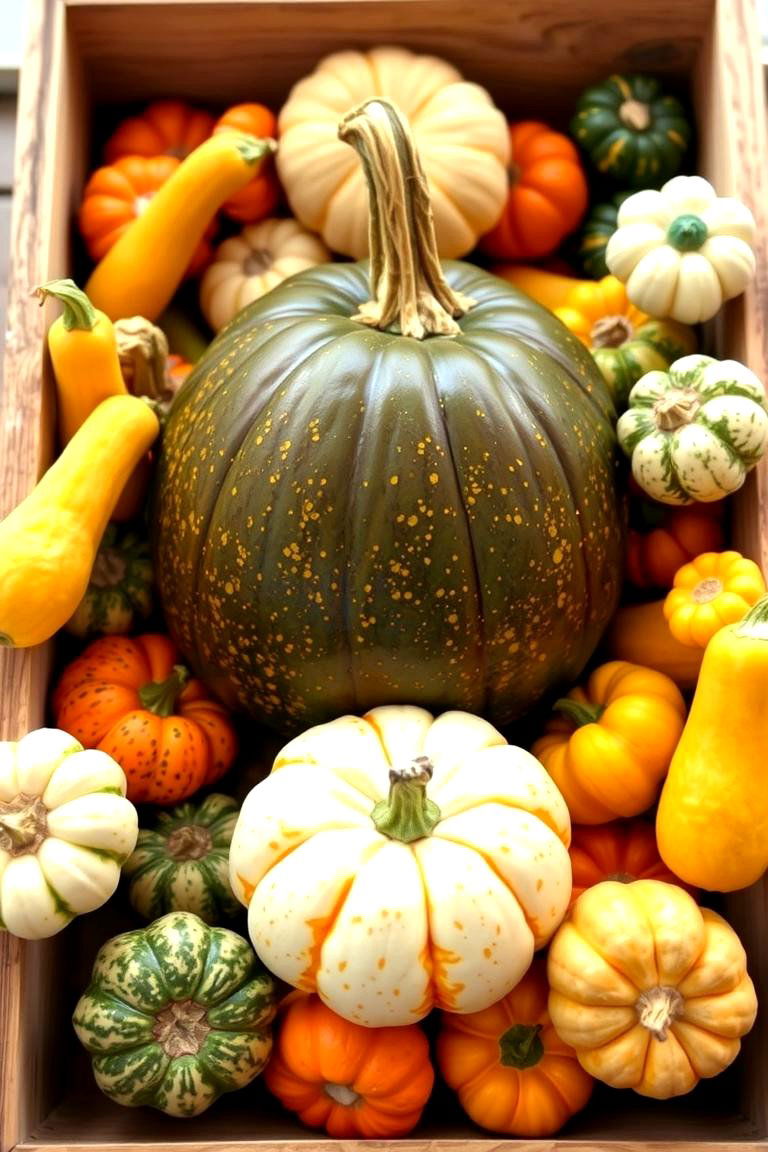 Gourd and Squash Display - 24 Fall Planter Ideas