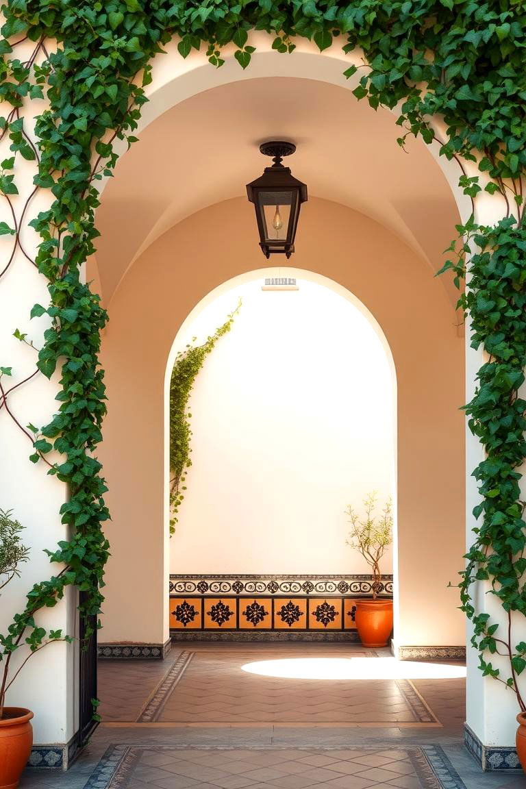 Graceful Arched Entryway - 24 front yard spanish style landscaping ideas