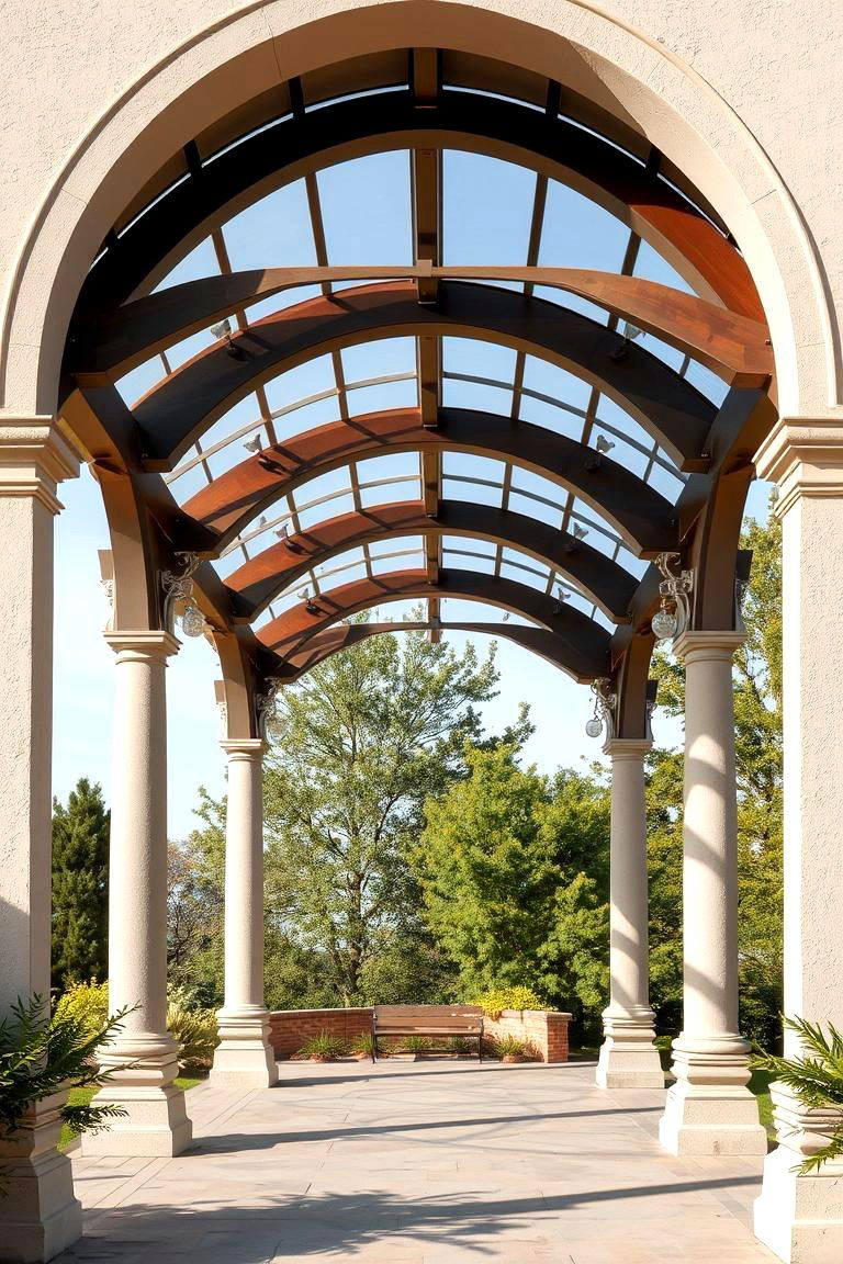 Graceful Arched Pergola Design - 24 Mediterranean House Exterior Ideas