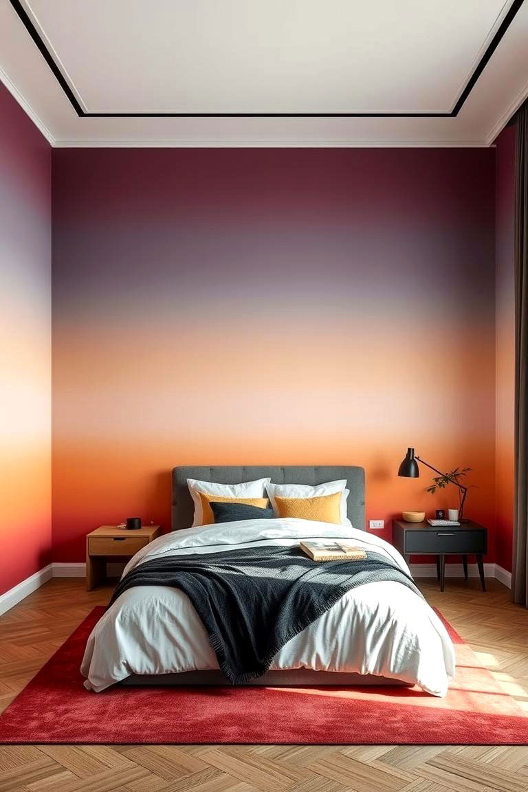 Gradient Wall Designs - 24 Rainbow Bedroom Ideas