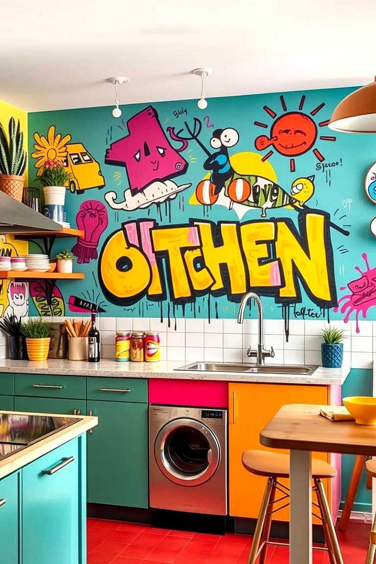 Graffiti Art Accents - 24 Dirty Kitchen Ideas