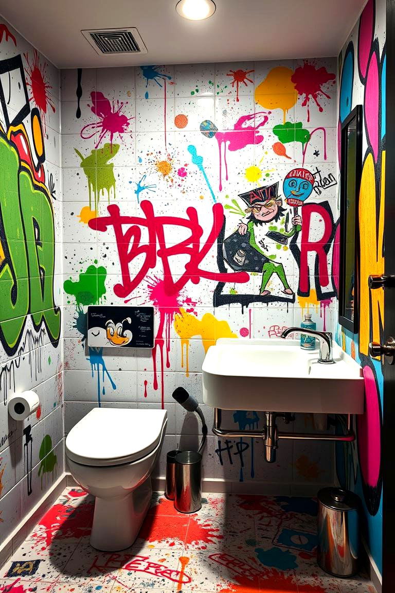 Graffiti Art Wall Bathroom - 24 Boy Bathroom Ideas