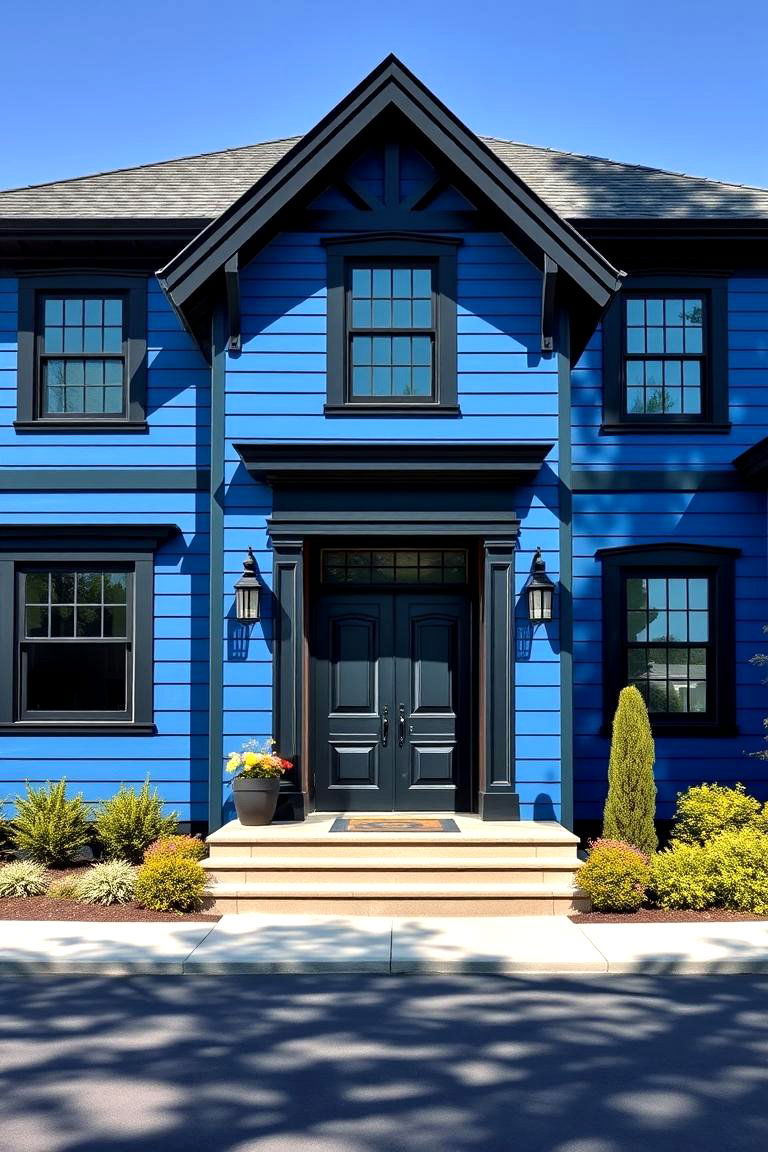 Grand Entryway Statement - 24 Blue House With Black Trim Ideas