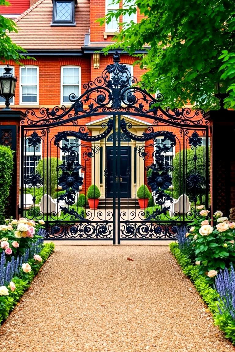 Grand Wrought Iron Gates - 24 Victorian Front Garden Ideas