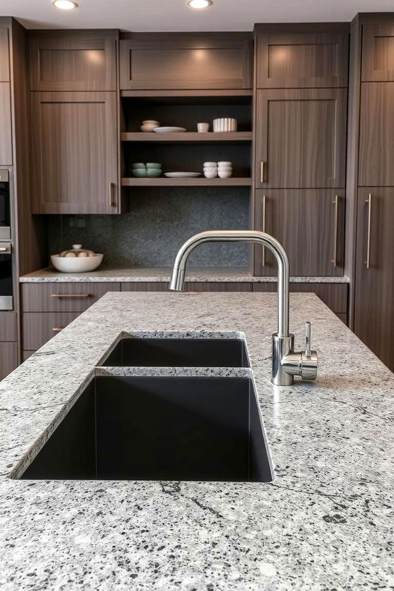 Granite Countertops with a Negative Reveal Sink - 24 Granite Kitchen Countertop Ideas