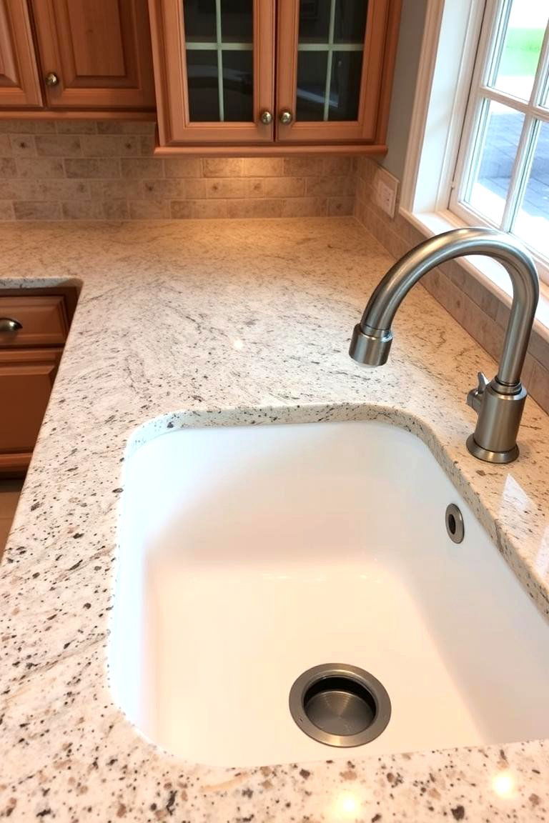 Granite Countertops with a Positive Reveal Sink - 24 Granite Kitchen Countertop Ideas