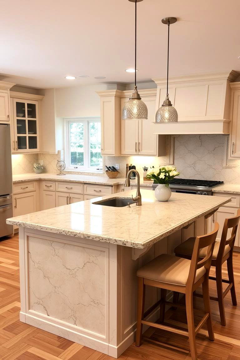 Granite on a Kitchen Peninsula - 24 Granite Kitchen Countertop Ideas
