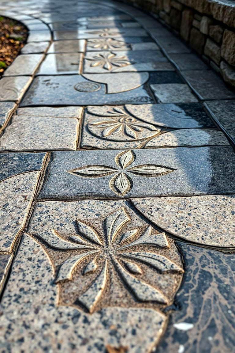 Granite with Custom Carvings - 24 Granite Walkway Ideas