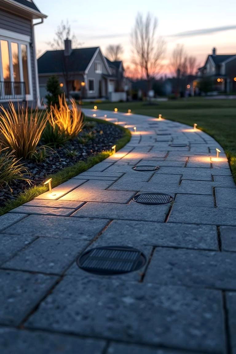 Granite with Embedded Solar Lights - 24 Granite Walkway Ideas