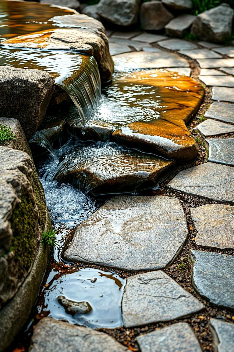 Granite with Water Feature Integration - 24 Granite Walkway Ideas