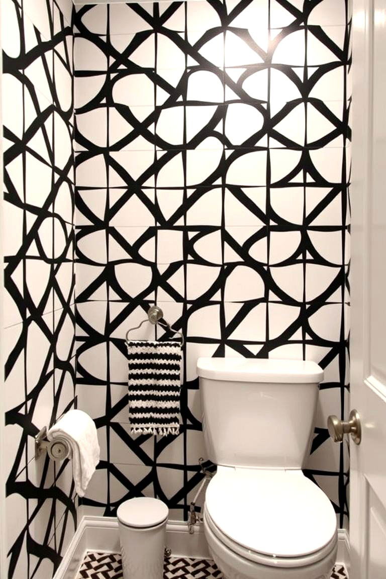 Graphic Black and White - 24 Powder Room Wallpaper Ideas