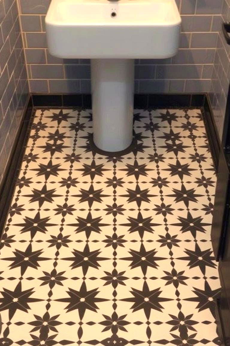 Graphic Floor Tiles - 24 Industrial Bathroom Ideas