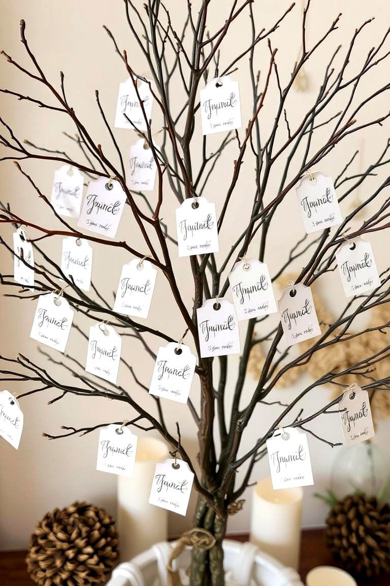 Gratitude Tree Display - 24 Friendsgiving Decor Ideas