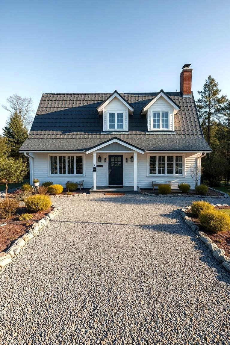 Gravel Driveway with Clean Edges - 24 Scandinavian House Exterior Ideas